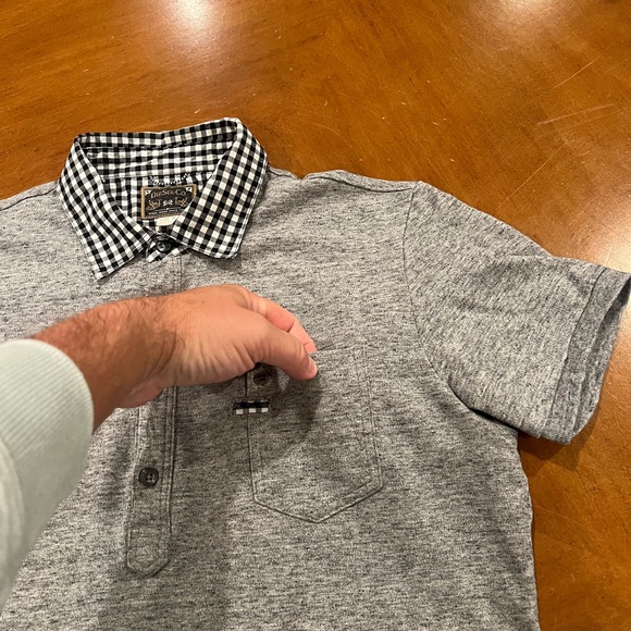 Diesel Men’s Short-Sleeve Gingham Collar Polo Heather Gray Medium Slim Cut Black - Picture 7 of 16